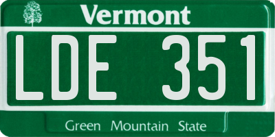 VT license plate LDE351