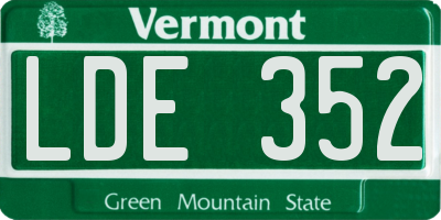 VT license plate LDE352