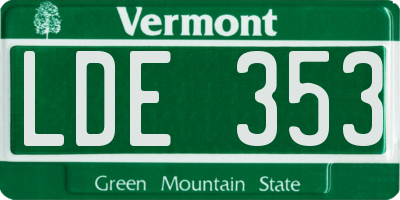 VT license plate LDE353