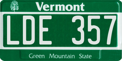 VT license plate LDE357
