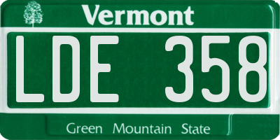 VT license plate LDE358