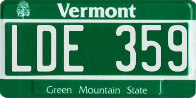VT license plate LDE359