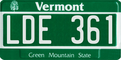 VT license plate LDE361