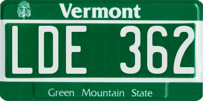 VT license plate LDE362