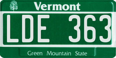 VT license plate LDE363