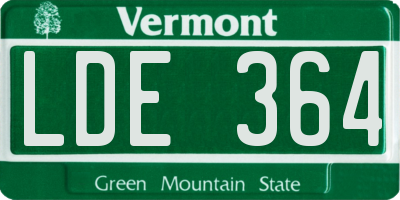 VT license plate LDE364