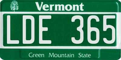 VT license plate LDE365