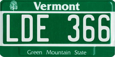 VT license plate LDE366
