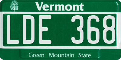 VT license plate LDE368