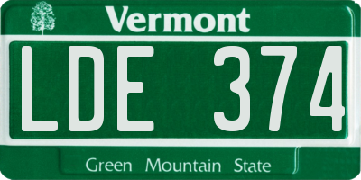 VT license plate LDE374