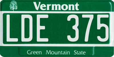 VT license plate LDE375