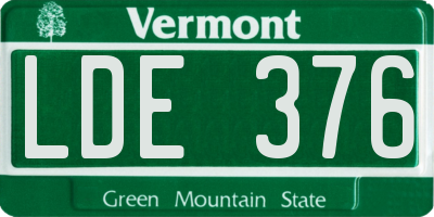 VT license plate LDE376