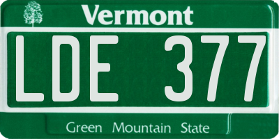 VT license plate LDE377