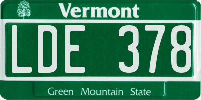 VT license plate LDE378