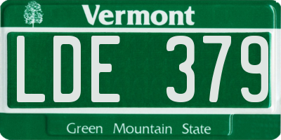 VT license plate LDE379