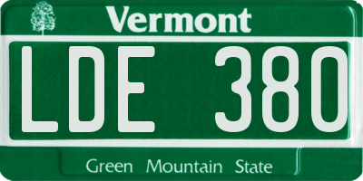 VT license plate LDE380