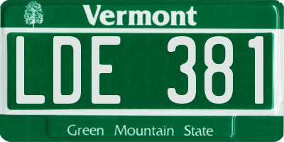VT license plate LDE381