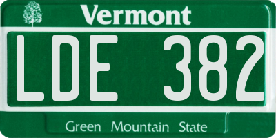 VT license plate LDE382