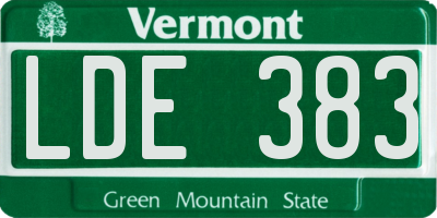 VT license plate LDE383