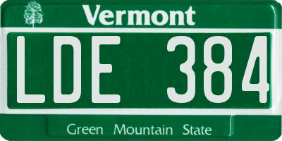 VT license plate LDE384