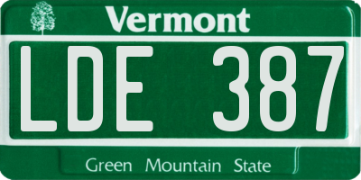 VT license plate LDE387