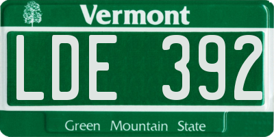 VT license plate LDE392