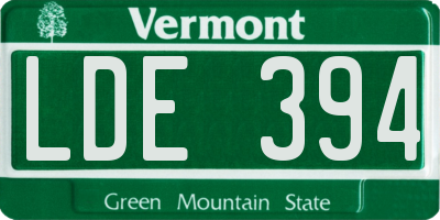 VT license plate LDE394