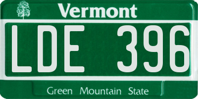VT license plate LDE396