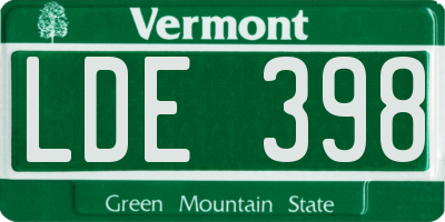 VT license plate LDE398