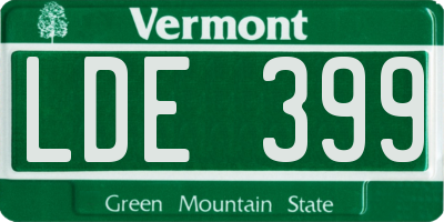 VT license plate LDE399
