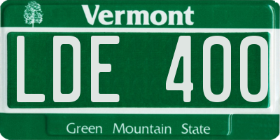 VT license plate LDE400