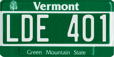 VT license plate LDE401