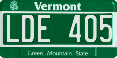 VT license plate LDE405