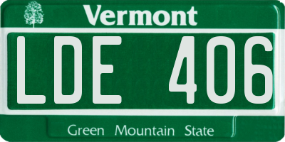 VT license plate LDE406