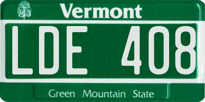 VT license plate LDE408
