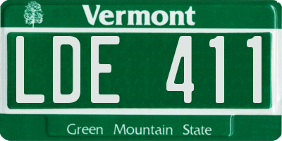 VT license plate LDE411