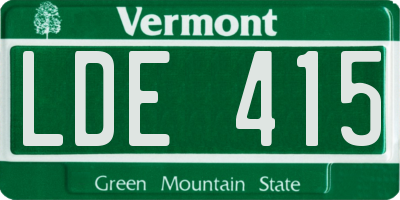 VT license plate LDE415