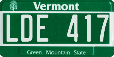 VT license plate LDE417