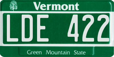 VT license plate LDE422