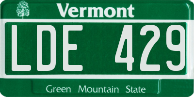 VT license plate LDE429