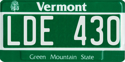 VT license plate LDE430