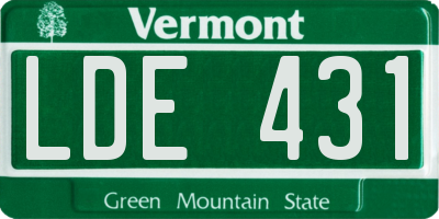VT license plate LDE431