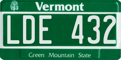 VT license plate LDE432