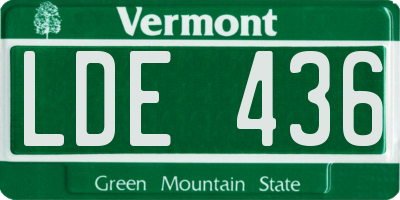 VT license plate LDE436