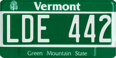 VT license plate LDE442