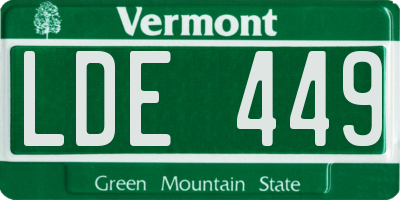 VT license plate LDE449