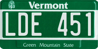 VT license plate LDE451