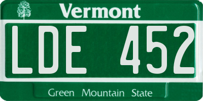 VT license plate LDE452