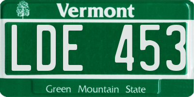 VT license plate LDE453