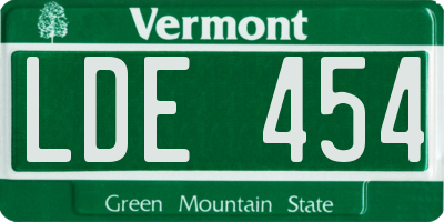 VT license plate LDE454